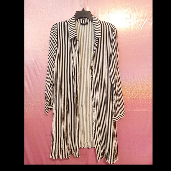 MSK Dresses & Skirts - Black and White Striped Long Shirt
